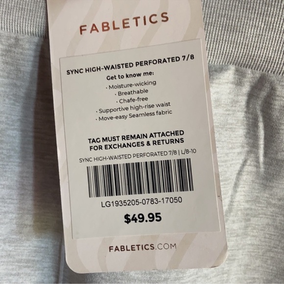 Fabletics NWT Sync High-Waisted Perforated 7/8 - Large Grey - Picture 5 of 5